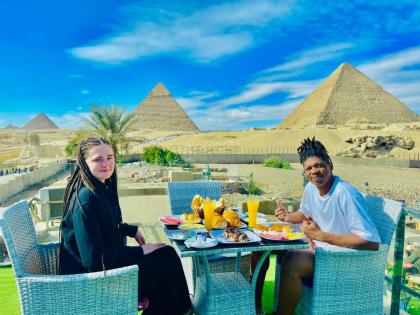 Blue Scarab Pyramids View
